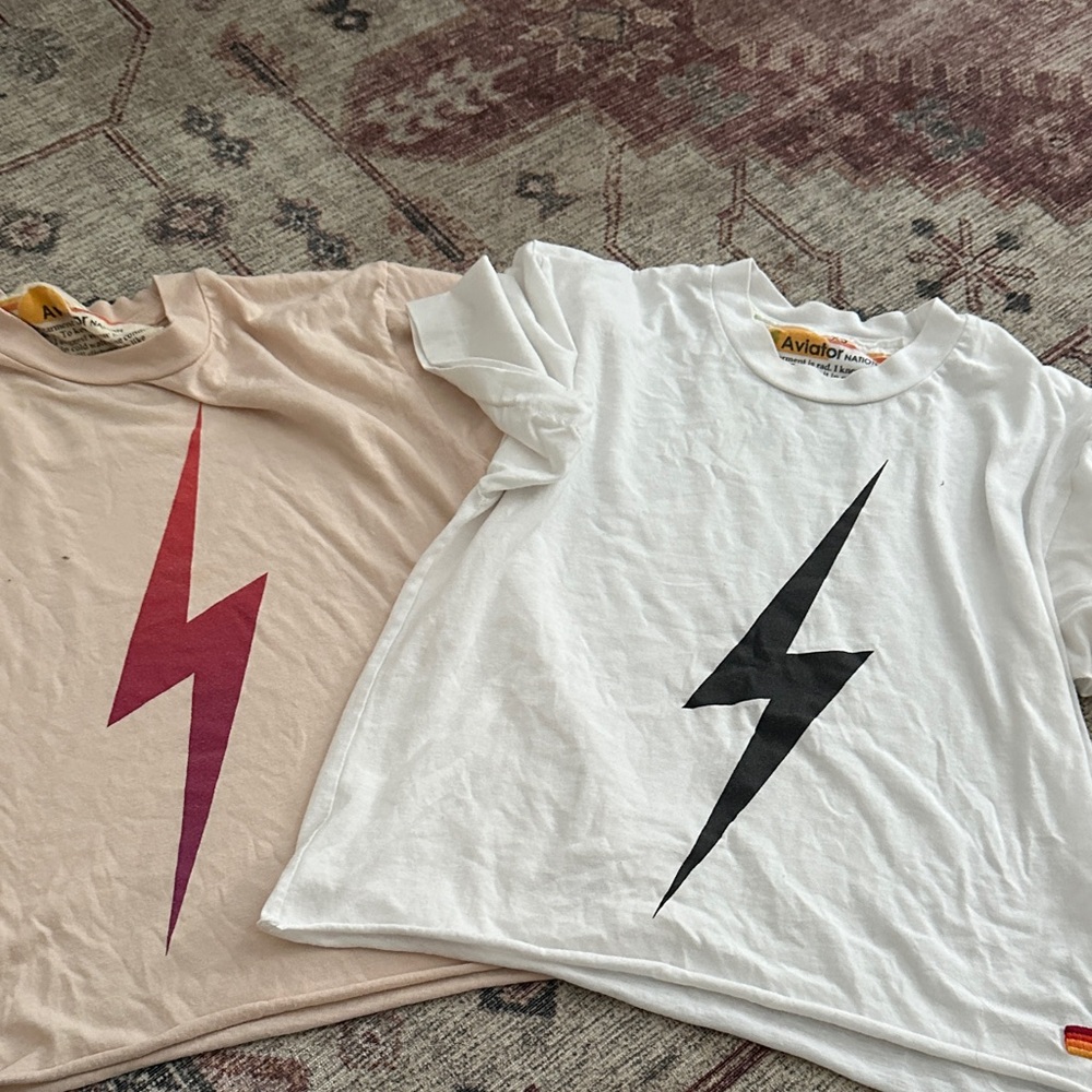 Aviator nation lightening bolt tees both xs